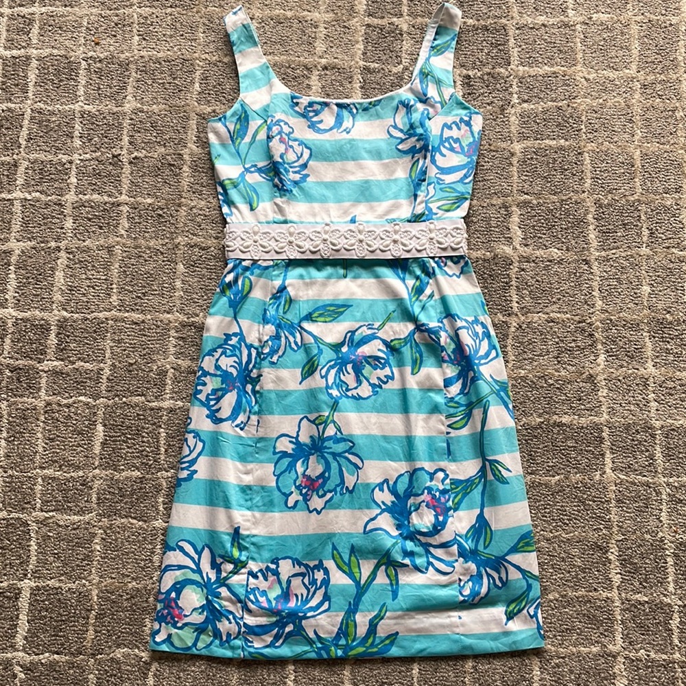 Lilly Pulitzer Blue & white striped beaded accent dress